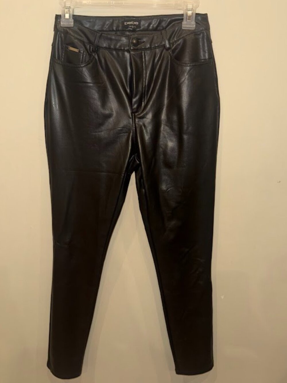 bebe Black Faux Leather Pants — Size 28